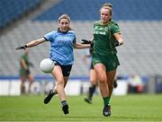12 May 2024; Emma Duggan of Meath in action against Jessica Tobin of Dublin during the Leinster LGFA Senior Football Championship final match between Dublin and Meath at Croke Park in Dublin. Photo by Harry Murphy/Sportsfile