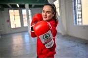 15 May 2024; Irish boxer Kellie Harrington pictured at the launch of the SPAR Stay in the Game campaign. The campaign, which is part of SPAR’s Community Fund 2024, will run until the 30th June 2024 and encourages the public to nominate a school or club in their community that is doing great work in fostering the continued participation of girls in sport. To nominate a post-primary school or club visit www.spar.ie/communityfund Nominated clubs and schools will be in with a chance to win one of five €2,000 prizes and a unique opportunity to meet and engage with Kellie Harrington in an interactive SPAR Stay in the Game workshop. Photo by David Fitzgerald/Sportsfile