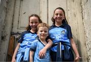 12 May 2024; Dublin supporters Emily, Olivia and Cillian Brady before the Leinster GAA Football Senior Championship final match between Dublin and Louth at Croke Park in Dublin. Photo by Shauna Clinton/Sportsfile