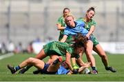 12 May 2024; Emma Duggan, left, and Máire O'Shaughnessy of Meath contest a loose ball against Leah Caffrey, bottom, and Carla Rowe of Dublin during the Leinster LGFA Senior Football Championship final match between Dublin and Meath at Croke Park in Dublin. Photo by Ben McShane/Sportsfile