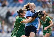 12 May 2024; Grace Kós  of Dublin in action against /m34 during the Leinster LGFA Senior Football Championship final match between Dublin and Meath at Croke Park in Dublin. Photo by Harry Murphy/Sportsfile