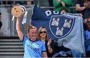 12 May 2024; Dublin captain Carla Rowe lifts the cup after the Leinster LGFA Senior Football Championship final match between Dublin and Meath at Croke Park in Dublin. Photo by Ben McShane/Sportsfile