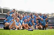 12 May 2024; Dublin players celebrate with the cup after the Leinster LGFA Senior Football Championship final match between Dublin and Meath at Croke Park in Dublin. Photo by Ben McShane/Sportsfile