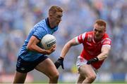 12 May 2024; Paul Mannion of Dublin in action against Donal Mc Kenny of Louth during the Leinster GAA Football Senior Championship final match between Dublin and Louth at Croke Park in Dublin. Photo by Ben McShane/Sportsfile