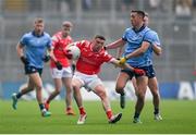 12 May 2024; Dan Corcoran of Louth in action against Cormac Costello of Dublin during the Leinster GAA Football Senior Championship final match between Dublin and Louth at Croke Park in Dublin. Photo by Ben McShane/Sportsfile