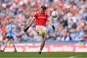 12 May 2024; Sam Mulroy of Louth kicks a free during the Leinster GAA Football Senior Championship final match between Dublin and Louth at Croke Park in Dublin. Photo by Ben McShane/Sportsfile