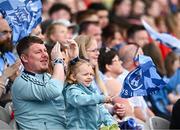 12 May 2024; Dublin supporters celebrate during the Leinster GAA Football Senior Championship final match between Dublin and Louth at Croke Park in Dublin. Photo by Harry Murphy/Sportsfile