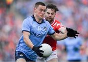 12 May 2024; Con O'Callaghan of Dublin is tackled by Dermot Campbell of Louth  during the Leinster GAA Football Senior Championship final match between Dublin and Louth at Croke Park in Dublin. Photo by Shauna Clinton/Sportsfile