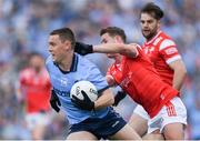 12 May 2024; Con O'Callaghan of Dublin is tackled by Anthony Williams of Louth during the Leinster GAA Football Senior Championship final match between Dublin and Louth at Croke Park in Dublin. Photo by Shauna Clinton/Sportsfile