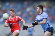 12 May 2024; Jack McCaffrey of Dublin in action against Ciaran Keenan of Louth during the Leinster GAA Football Senior Championship final match between Dublin and Louth at Croke Park in Dublin. Photo by Shauna Clinton/Sportsfile