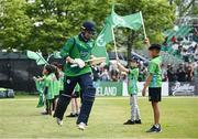 12 May 2024; Andrew Balbirnie of Ireland before match two of the Floki Men's T20 International Series between Ireland and Pakistan at Castle Avenue Cricket Ground in Dublin. Photo by Seb Daly/Sportsfile