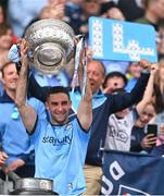 12 May 2024; Dublin captain James McCarthy lifts the cup after the Leinster GAA Football Senior Championship final match between Dublin and Louth at Croke Park in Dublin. Photo by Ben McShane/Sportsfile