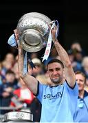 12 May 2024; Dublin captain James McCarthy lifts the Delaney Cup after his side's victory in the Leinster GAA Football Senior Championship final match between Dublin and Louth at Croke Park in Dublin. Photo by Harry Murphy/Sportsfile