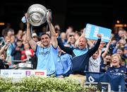 12 May 2024; Dublin captain James McCarthy lifts the Delaney Cup after his side's victory in the Leinster GAA Football Senior Championship final match between Dublin and Louth at Croke Park in Dublin. Photo by Harry Murphy/Sportsfile