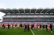 12 May 2024; Louth players and staff after their defeat in the Leinster GAA Football Senior Championship final match between Dublin and Louth at Croke Park in Dublin. Photo by Ben McShane/Sportsfile