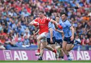 12 May 2024; Conall Mc Keever of Louth is tackled by Colm Basquel of Dublin during the Leinster GAA Football Senior Championship final match between Dublin and Louth at Croke Park in Dublin. Photo by Shauna Clinton/Sportsfile