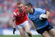 12 May 2024; Con O'Callaghan of Dublin in action against Donal Mc Kenny of Louth during the Leinster GAA Football Senior Championship final match between Dublin and Louth at Croke Park in Dublin. Photo by Shauna Clinton/Sportsfile