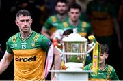 12 May 2024; Patrick McBrearty of Donegal looks at the Anglo Celt Cup before the Ulster GAA Football Senior Championship final match between Armagh and Donegal at St Tiernach's Park in Clones, Monaghan. Photo by Piaras Ó Mídheach/Sportsfile