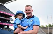 12 May 2024; Ciaran Kilkenny of Dublin, with his godson Iarlaith Ó Fríghil, after his side's victory in the Leinster GAA Football Senior Championship final match between Dublin and Louth at Croke Park in Dublin. Photo by Shauna Clinton/Sportsfile