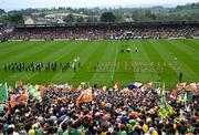 12 May 2024; The parade before the Ulster GAA Football Senior Championship final match between Armagh and Donegal at St Tiernach's Park in Clones, Monaghan. Photo by Piaras Ó Mídheach/Sportsfile