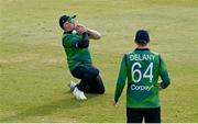 12 May 2024; Graham Hume of Ireland drops a catch during match two of the Floki Men's T20 International Series between Ireland and Pakistan at Castle Avenue Cricket Ground in Dublin. Photo by Seb Daly/Sportsfile