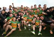 12 May 2024; The Donegal team celebrate after the Ulster GAA Football Senior Championship final match between Armagh and Donegal at St Tiernach's Park in Clones, Monaghan. Photo by Ramsey Cardy/Sportsfile