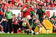 11 May 2024; Simon Zebo of Munster makes a break during the United Rugby Championship match between Munster and Connacht at Thomond Park in Limerick. Photo by Brendan Moran/Sportsfile