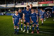 11 May 2024; Leinster players Caelan Doris and Luke McGrath with Matchday mascots Charlie Ball and Conan McCabe during the United Rugby Championship match between Leinster and Ospreys at the RDS Arena in Dublin. Photo by Harry Murphy/Sportsfile