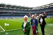 12 May 2024; Mary Todd, left, is presented to the crowd at half time of the Leinster LGFA Senior Football Championship final match between Dublin and Meath at Croke Park in Dublin. Photo by Harry Murphy/Sportsfile