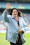 12 May 2024; Agnes Gorman of the 1974 Offaly All-Ireland final team is presented to the crowd at half time of the Leinster LGFA Senior Football Championship final match between Dublin and Meath at Croke Park in Dublin. Photo by Harry Murphy/Sportsfile