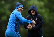 13 May 2024; James Lowe and Ed Byrne during a Leinster Rugby squad training at UCD in Dublin. Photo by Harry Murphy/Sportsfile