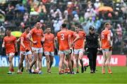 12 May 2024; Armagh manager Kieran McGeeney with his players at half-time during the Ulster GAA Football Senior Championship final match between Armagh and Donegal at St Tiernach's Park in Clones, Monaghan. Photo by Piaras Ó Mídheach/Sportsfile