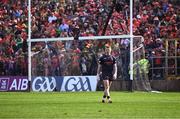 12 May 2024; Armagh goalkeeper Blaine Hughes before the start of the penalty shoot-out of the Ulster GAA Football Senior Championship final match between Armagh and Donegal at St Tiernach's Park in Clones, Monaghan. Photo by Piaras Ó Mídheach/Sportsfile