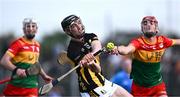 11 May 2024; Tom Phelan of Kilkenny in action against Niall Bolger of Carlow, right, during the Leinster GAA Hurling Senior Championship Round 3 match between Carlow and Kilkenny at Netwatch Cullen Park in Carlow. Photo by Piaras Ó Mídheach/Sportsfile