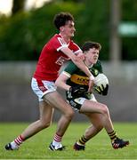 13 May 2024; Gearoid White of Kerry is tackled by Jack Trench of Cork during the Electric Ireland Munster GAA Football Minor Championship Final match between Cork and Kerry at Páirc Ui Rinn in Cork. Photo by Brendan Moran/Sportsfile