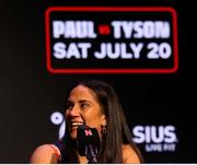 13 May 2024; Amanda Serrano during a pre-fight press conference held at the Apollo Theatre in New York, USA, in advance of Jake Paul and Mike Tyson's heavyweight bout and the rematch between Katie Taylor and Amanda Serrano for the undisputed super lightweight championship titles on July 20 at AT&T Stadium in Arlington, Texas. Photo by Ed Mulholland / Sportsfile