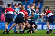 11 May 2024; Action from the Bank of Ireland Half-time Minis match between Old Wesley and MU Barnhall at the United Rugby Championship match between Leinster and Ospreys at the RDS Arena in Dublin. Photo by Ben McShane/Sportsfile