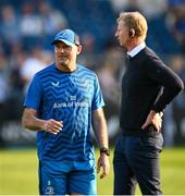 11 May 2024; Leinster senior coach Jacques Nienaber, left, and Leinster head coach Leo Cullen before the United Rugby Championship match between Leinster and Ospreys at the RDS Arena in Dublin. Photo by Ramsey Cardy/Sportsfile