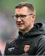 12 May 2024; Tony McEntee on the pitch as their Armagh 1999 Ulster Football Senior Championship winning team were honoured at half-time in the Ulster GAA Football Senior Championship final match between Armagh and Donegal at St Tiernach's Park in Clones, Monaghan.  Photo by Ramsey Cardy/Sportsfile