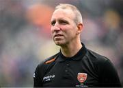 12 May 2024; Enda McNulty on the pitch as their Armagh 1999 Ulster Football Senior Championship winning team were honoured at half-time in the Ulster GAA Football Senior Championship final match between Armagh and Donegal at St Tiernach's Park in Clones, Monaghan.  Photo by Ramsey Cardy/Sportsfile