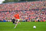 12 May 2024; Conor Turbitt of Armagh in the penalty shoot-out of the Ulster GAA Football Senior Championship final match between Armagh and Donegal at St Tiernach's Park in Clones, Monaghan. Photo by Ramsey Cardy/Sportsfile