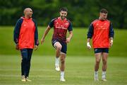 14 May 2024; Munster players, from left, Simon Zebo, Conor Murray and Shane Daly squad training at University of Limerick in Limerick. Photo by Brendan Moran/Sportsfile