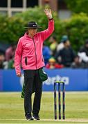 14 May 2024; Umpire Roly Black during match three of the Floki Men's T20 International Series between Ireland and Pakistan at Castle Avenue Cricket Ground in Dublin. Photo by Sam Barnes/Sportsfile