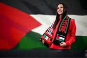 14 May 2024; Mira Natour during a photocall ahead of the International Solidarity Match between Bohemians women's team and Palestine women's team to be played on Wednesday, May 15, at Dalymount Park in Dublin. Photo by Stephen McCarthy/Sportsfile