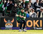 14 May 2024; Curtis Campher of Ireland catches out Babar Azam of Pakistan during match three of the Floki Men's T20 International Series between Ireland and Pakistan at Castle Avenue Cricket Ground in Dublin. Photo by Sam Barnes/Sportsfile