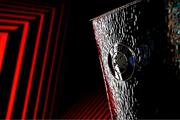15 May 2024; A detailed view of the Europa League trophy at Virgin Media Television in Ballymount, Dublin, as Virgin Media Television is set to broadcast a huge week of live football in Ireland, with the Europa League final and two League of Ireland games. Photo by Stephen McCarthy/Sportsfile