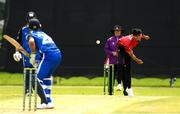 15 May 2024; Zubair Hassan Khan of Munster Reds in action during the Inter-Provincial IP50 Cup match between Leinster Lightning and Munster Reds at Sydney Parade, Sandymount in Dublin. Photo by Matt Browne/Sportsfile