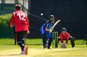 15 May 2024; Amish Sidhu of Leinster Lightning in action during the Inter-Provincial IP50 Cup match between Leinster Lightning and Munster Reds at Sydney Parade, Sandymount in Dublin. Photo by Matt Browne/Sportsfile
