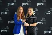 15 May 2024; PwC GPA Player of the Month for April in ladies football, Lauren McConville of Armagh, is presented with her award by Global ETF Leader and Partner at PwC Ireland Marie Coady at PwC’s offices in Dublin. Photo by Sam Barnes/Sportsfile