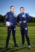 15 May 2024; Stella Maris players Erin Costigan, left, and Lexi Beale pictured at the announcement of O'Neills Sportswear's partnership with the DDSL as the official kit supplier, at the National Sports Campus in Abbotstown, Dublin. Photo by Seb Daly/Sportsfile
